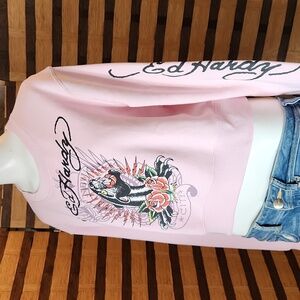 NWT! Ed hardly tiger fleece top